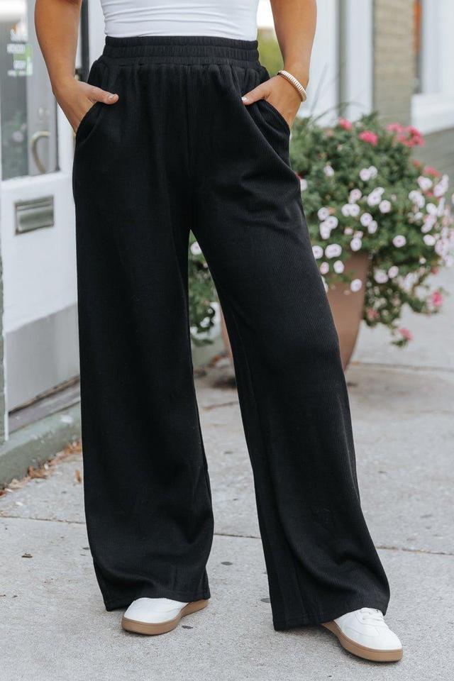 Black Ribbed Lounge Pants Product Image