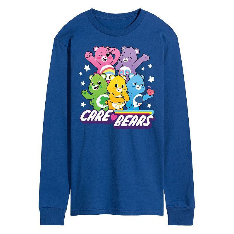 Mens Care Bears Unlock The Magic Group Long Sleeve Graphic Tee Blue Product Image