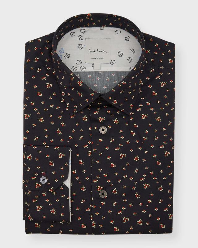 Mens Floral-Print Organic Cotton Dress Shirt Product Image