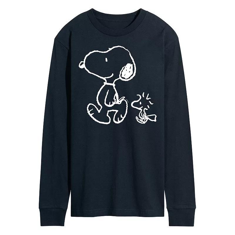 Mens Peanuts Snoopy Woodstock Walk Long Sleeve Tee Product Image