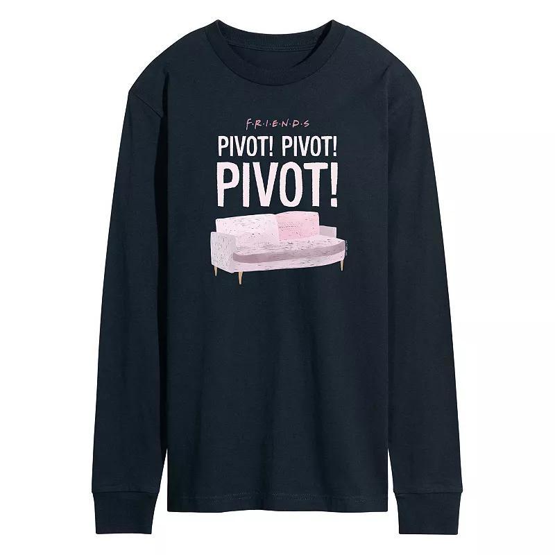 Mens Friends Sketchy Pivot Couch Long Sleeve Graphic Tee Blue Product Image