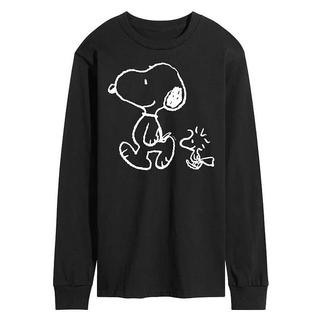 Mens Peanuts Snoopy Woodstock Walk Long Sleeve Tee Blue Product Image