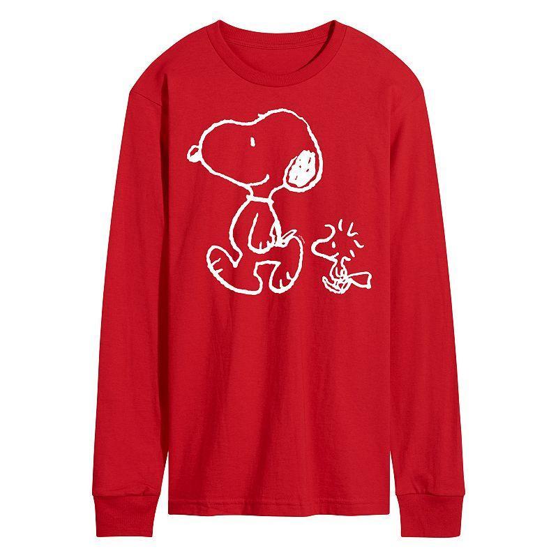 Mens Peanuts Snoopy Woodstock Walk Long Sleeve Tee Product Image