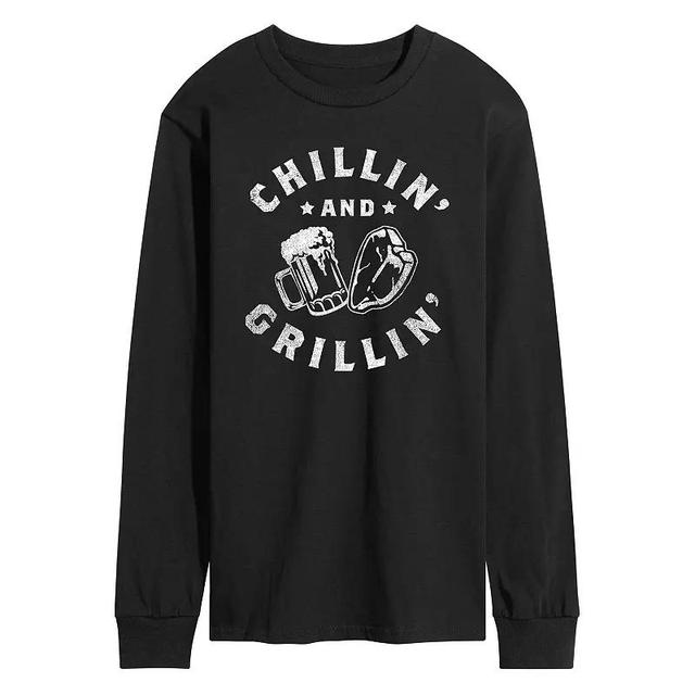 Mens Chillin And Grillin Long Sleeve Tee Black Product Image