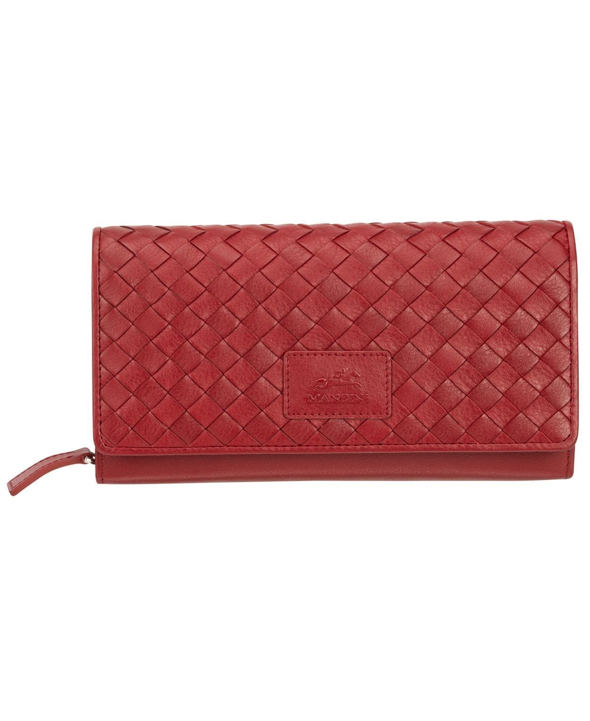 Mancini Womens Basket Weave Collection Rfid Secure Clutch Wallet Product Image