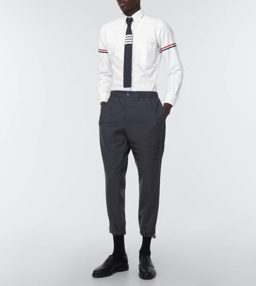 THOM BROWNE Grey Classic Point Collar Grosgrain Armband Shirt In Off White Product Image