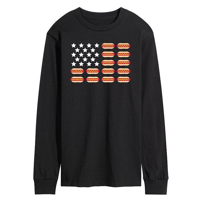 Mens Hot Dog Flag Long Sleeve Graphic Tee Blue Product Image