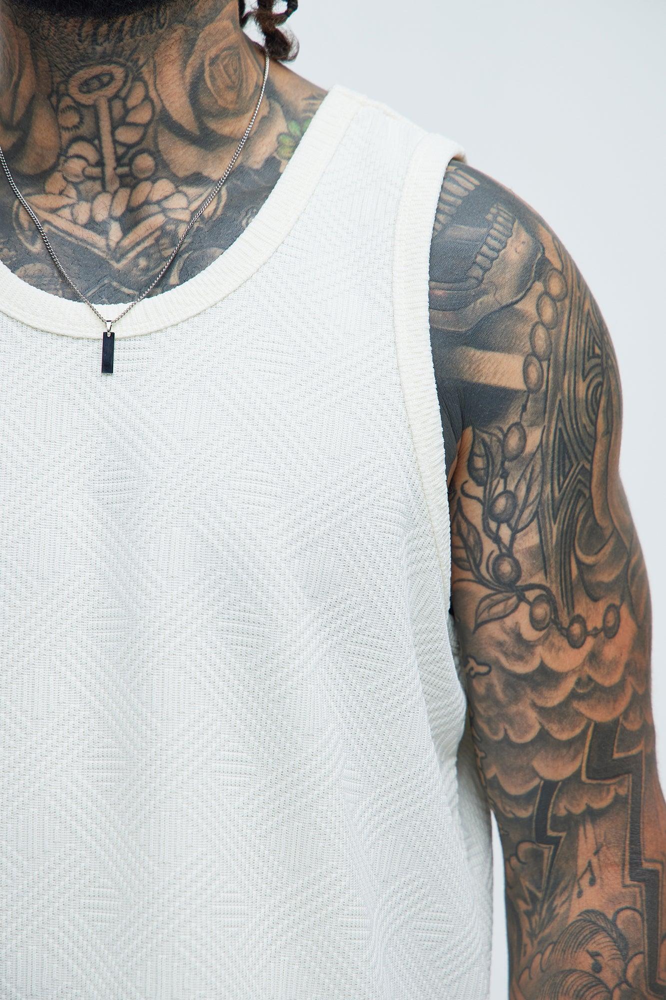 Burley Geo Textured Relaxed Tank - Off White Product Image