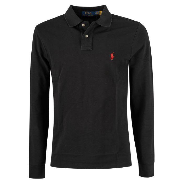 Classic Fit Mesh Long-sleeve Polo Shirt In Polo Black/c3870 Product Image