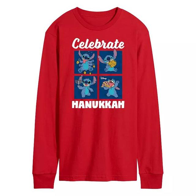 Disneys Lilo & Stitch Mens Celebrate Hanukkah Long Sleeve Graphic Tee Product Image