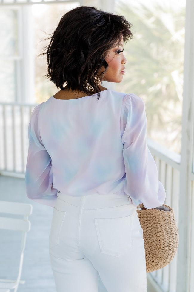 Suit Yourself Multi Watercolor Wrap Long Sleeve Bodysuit FINAL SALE Product Image