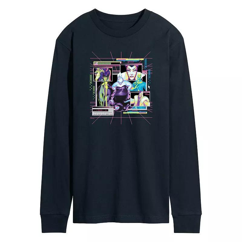 Disney Villains Mens Group Long Sleeve Graphic Tee Blue Product Image