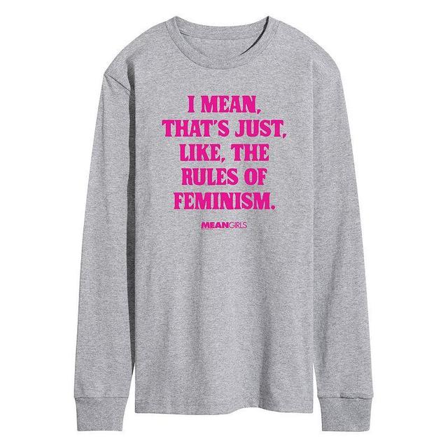 Mens Mean Girls Rules Of Feminism Long Sleeve Graphic Tee Grey Gray Product Image