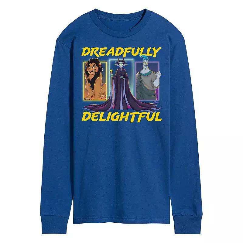 Disney Villains Mens Dreadfully Delightful Long Sleeve Graphic Tee Blue Product Image