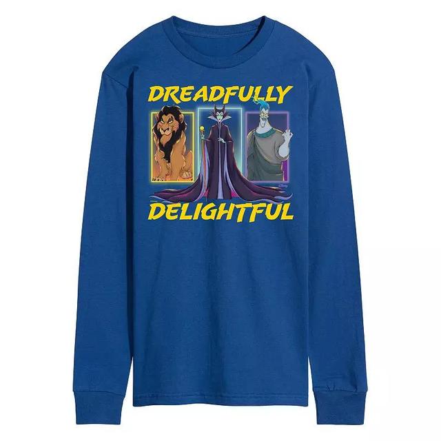 Disney Villains Mens Dreadfully Delightful Long Sleeve Graphic Tee Blue Product Image