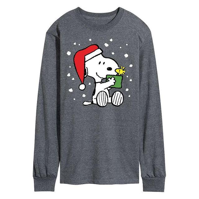 Mens Peanuts Present Long Sleeve Tee Med Blue Product Image