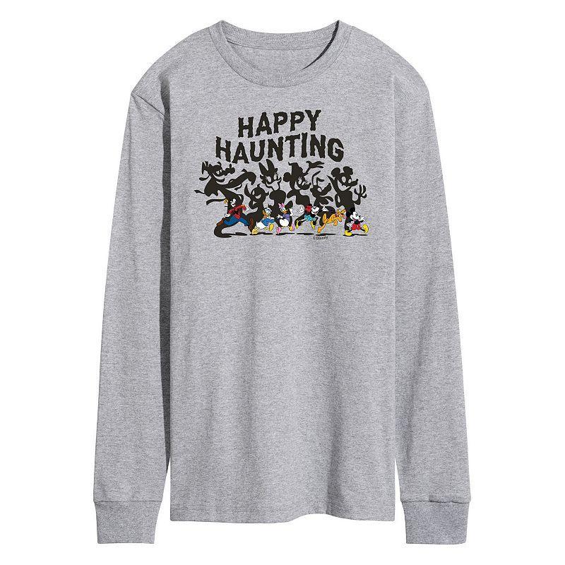 Disney Mens Happy Haunting Long Sleeve Tee Med Grey Product Image