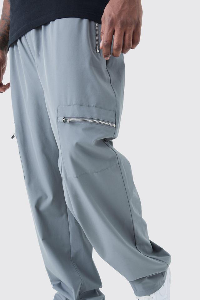 Plus Technical Stretch Elasticated Waist Utility Cargo Trous | boohooMAN USA Product Image