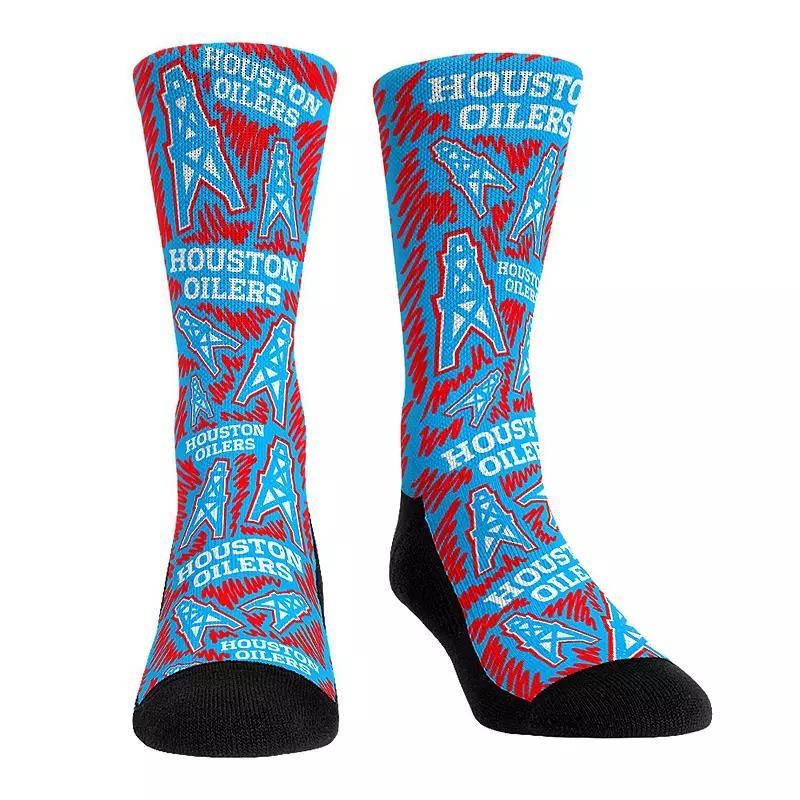 Rock Em Socks Houston Oilers Gridiron Classics Throwback Logo Sketch Crew Socks, Mens Product Image