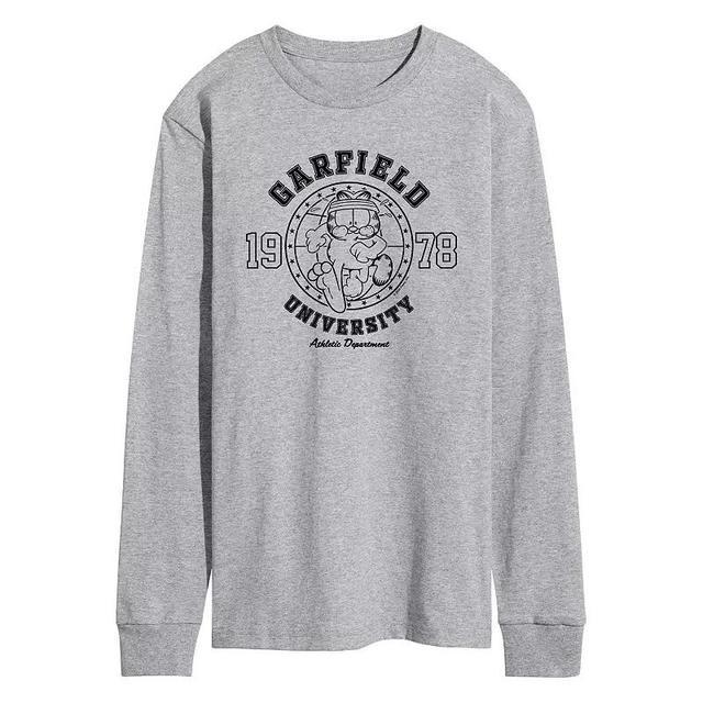 Mens Garfield Athletic Dept. Running Long Sleeve Graphic Tee Grey Gray Product Image