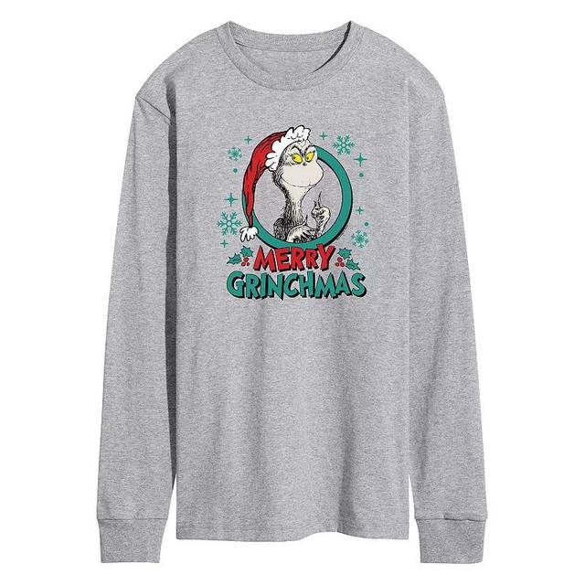 Mens Dr. Seuss The Grinch Merry Grinchmas Circle Long Sleeve Graphic Tee Product Image