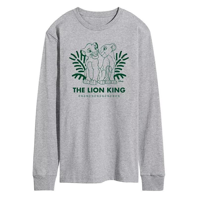 Disneys Lion King Simba & Nala Mens Long Sleeve Graphic Tee Grey Gray Product Image