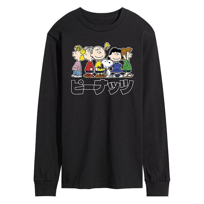 Mens Peanuts Kanji Group Long Sleeve Tee Black Product Image