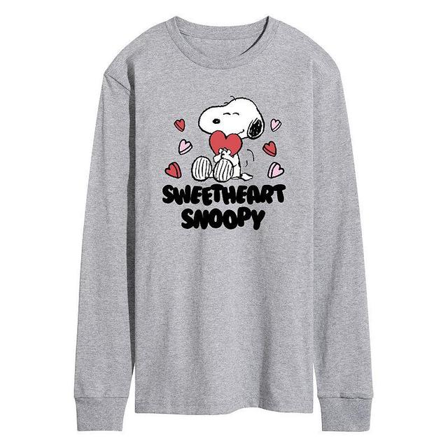 Mens Peanuts Sweetheart Snoopy Long Sleeve Graphic Tee Grey Gray Product Image