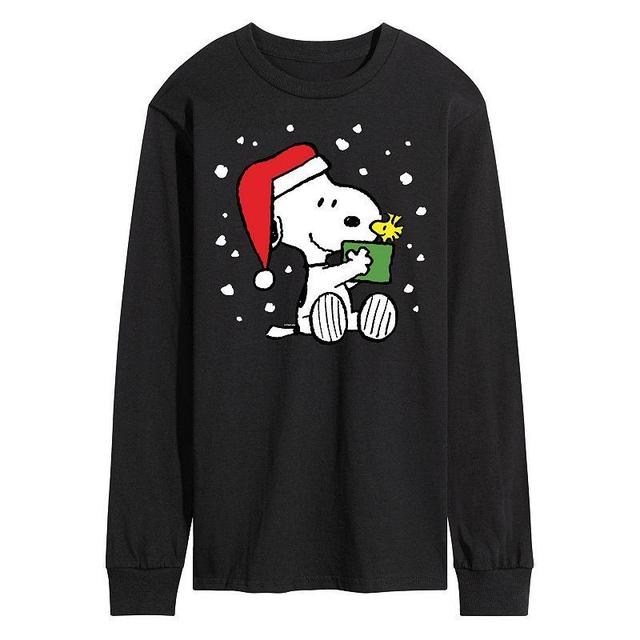 Mens Peanuts Present Long Sleeve Tee Black Product Image