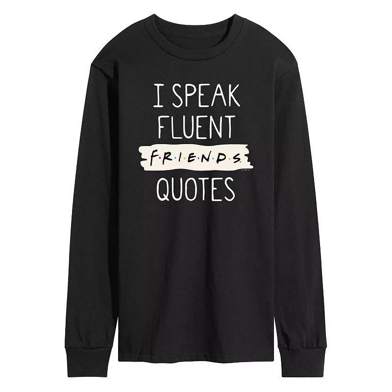 Mens Friends Speak Fluent Friends Quotes Long Sleeve Graphic Tee Product Image