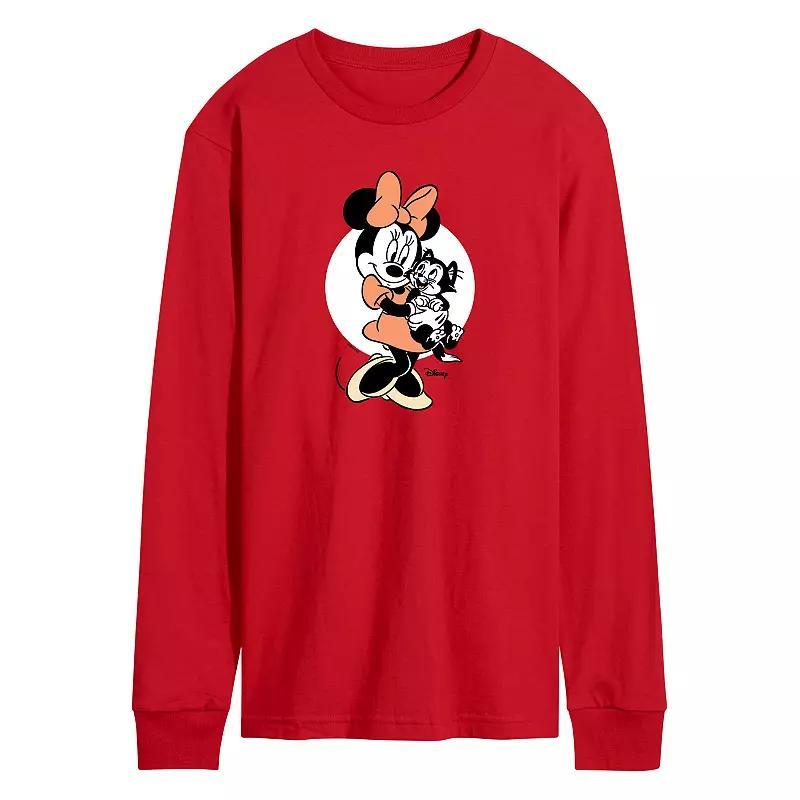 Disneys Minnie Mouse & Figaro Mens Long Sleeve Graphic Tee Product Image