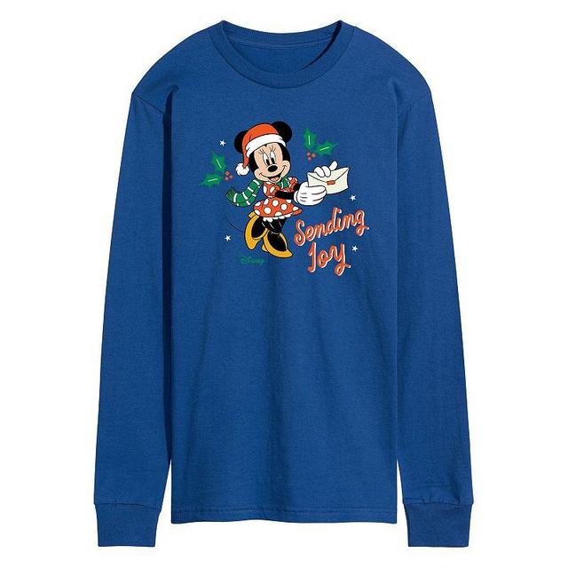 Disneys Minnie Mouse Mens Sending Joy Long Sleeve Graphic Tee Med Blue Product Image