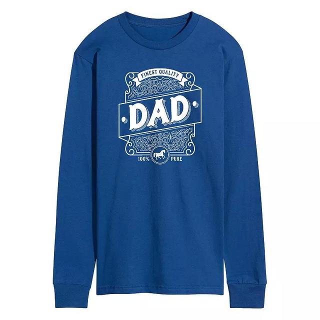 Mens Dad Liquor Label Long Sleeve Graphic Tee Blue Product Image