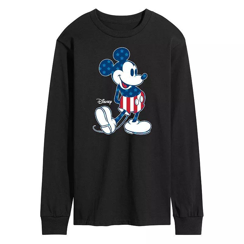 Disneys Mickey Mouse Mens Flag Long Sleeve Graphic Tee Product Image