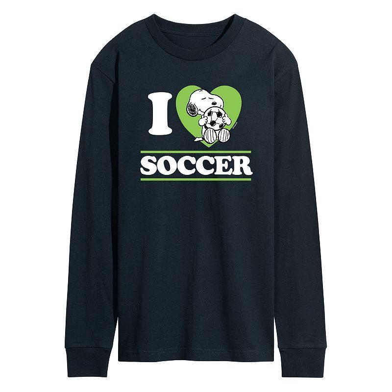 Mens Peanuts Snoopy I Love Soccer Tee Blue Product Image