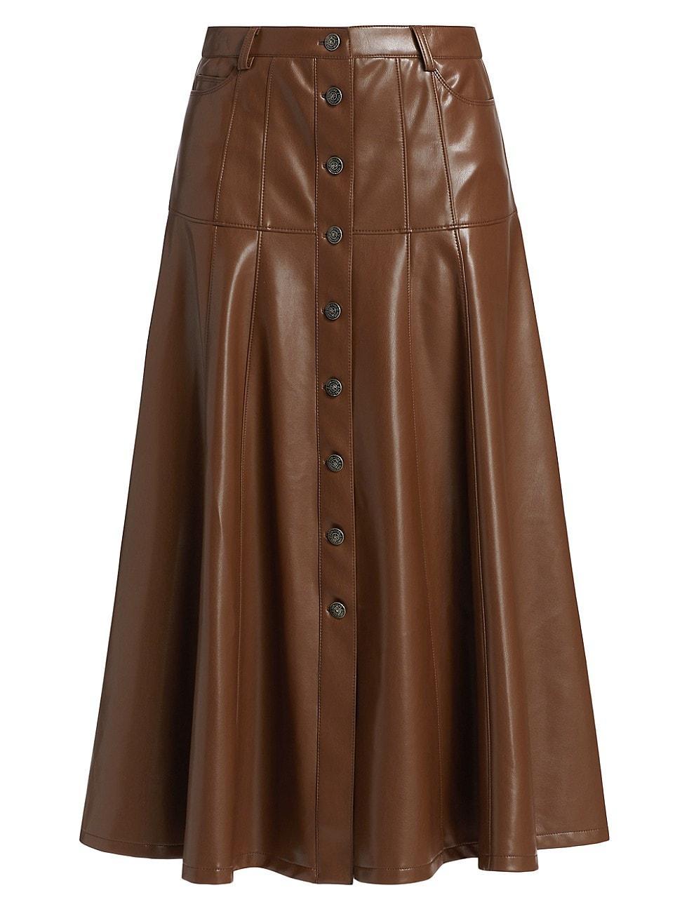 Womens Veena Vegan Leather Midi-Skirt Product Image