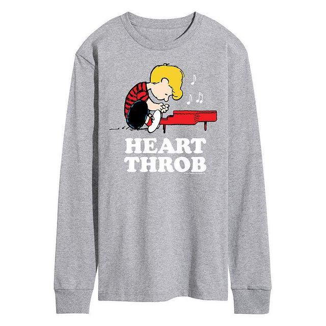 Mens Peanuts Heartthrob Long Sleeve Tee Med Grey Product Image