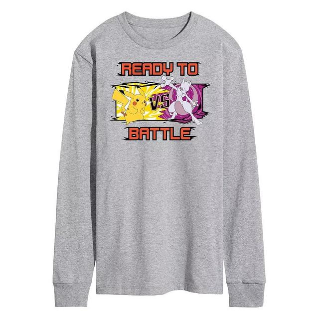 Mens Pokemon Pikachu vs. Mewtwo Battle Long Sleeve Graphic Tee Product Image