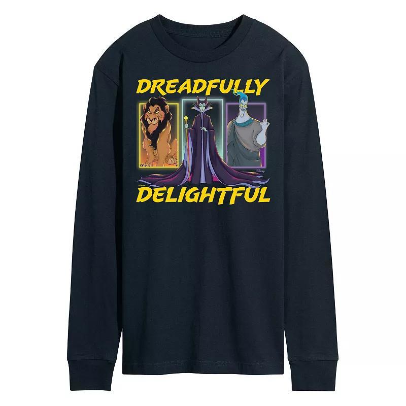 Disney Villains Mens Dreadfully Delightful Long Sleeve Graphic Tee Blue Product Image