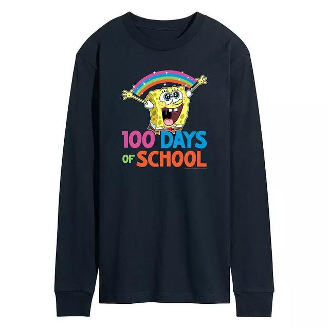 Mens SpongeBob SquarePants 100 Days Of School Long Sleeve Graphic Tee Blue Product Image