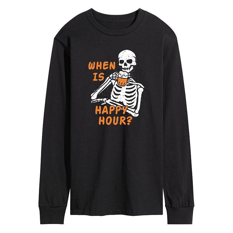 Mens When is Happy Hour Long Sleeve Graphic Tee Product Image