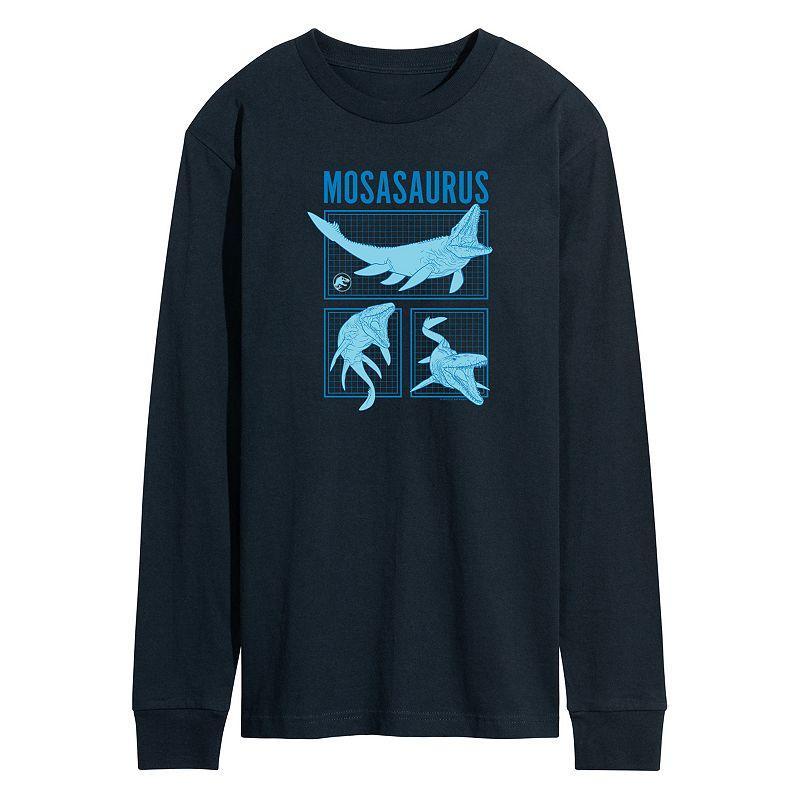 Mens Jurassic World Mosasaurus Grid Long Sleeve Blue Product Image