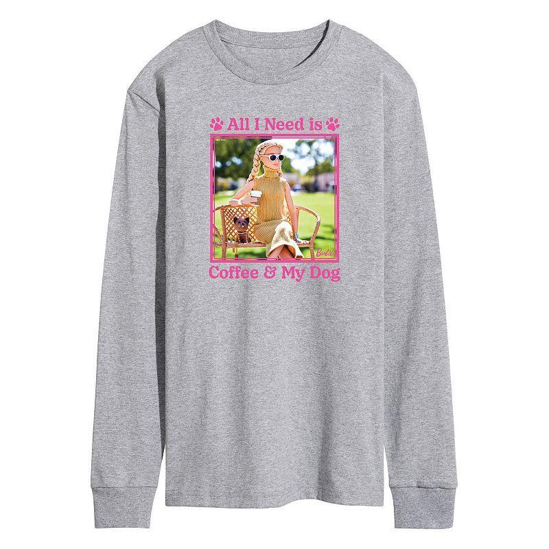 Mens Barbie All I Need Is Coffee Dog Long Sleeve Graphic Tee Black Product Image