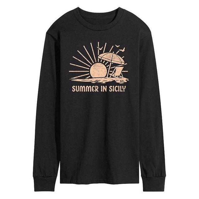 Mens Summer In Sicily Long Sleeve Graphic Tee Black Product Image