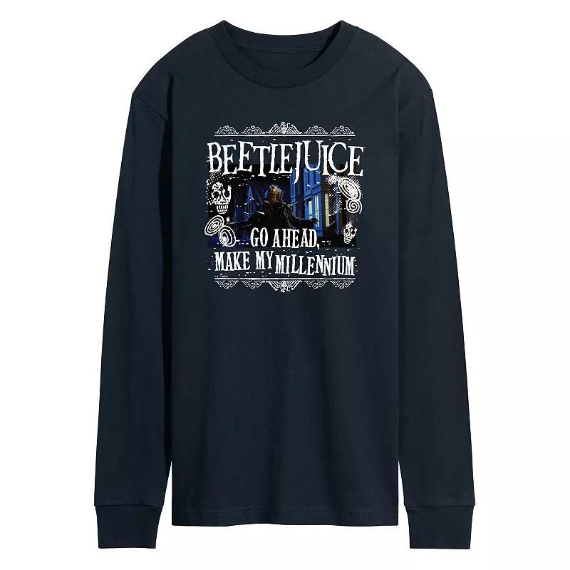 Mens Beetlejuice Make Me Millennium Long Sleeve Graphic Tee Blue Product Image