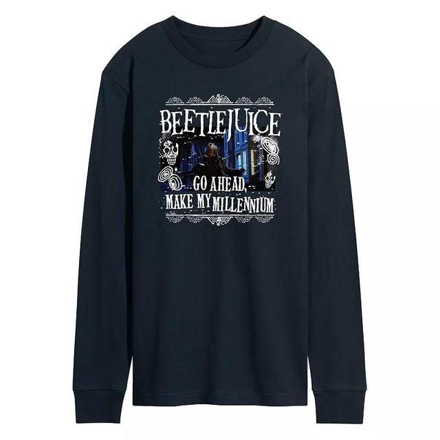 Mens Beetlejuice Make Me Millennium Long Sleeve Graphic Tee Blue Product Image