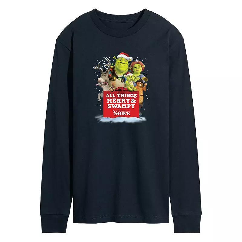 Mens Shrek All Things Merry And Swampy Long Sleeve Graphic Tee Product Image