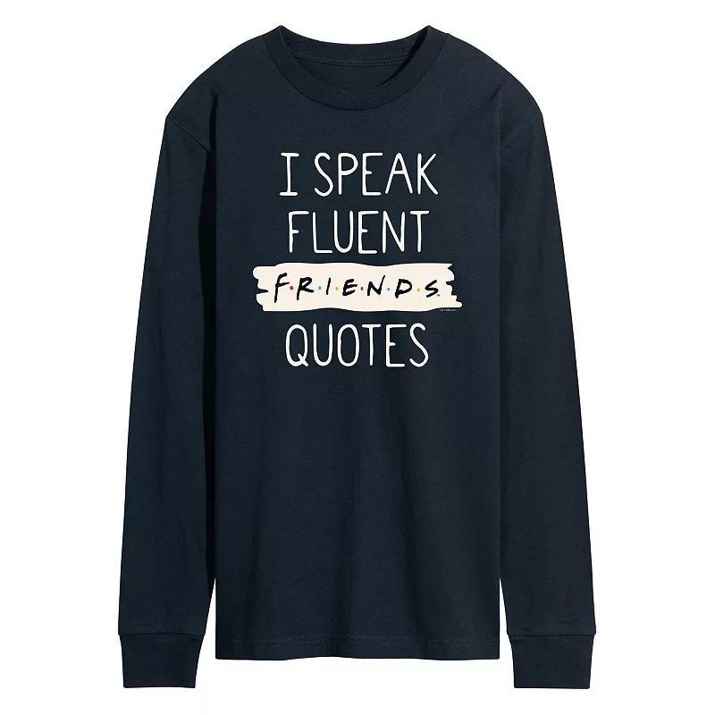 Mens Friends Speak Fluent Friends Quotes Long Sleeve Graphic Tee Product Image