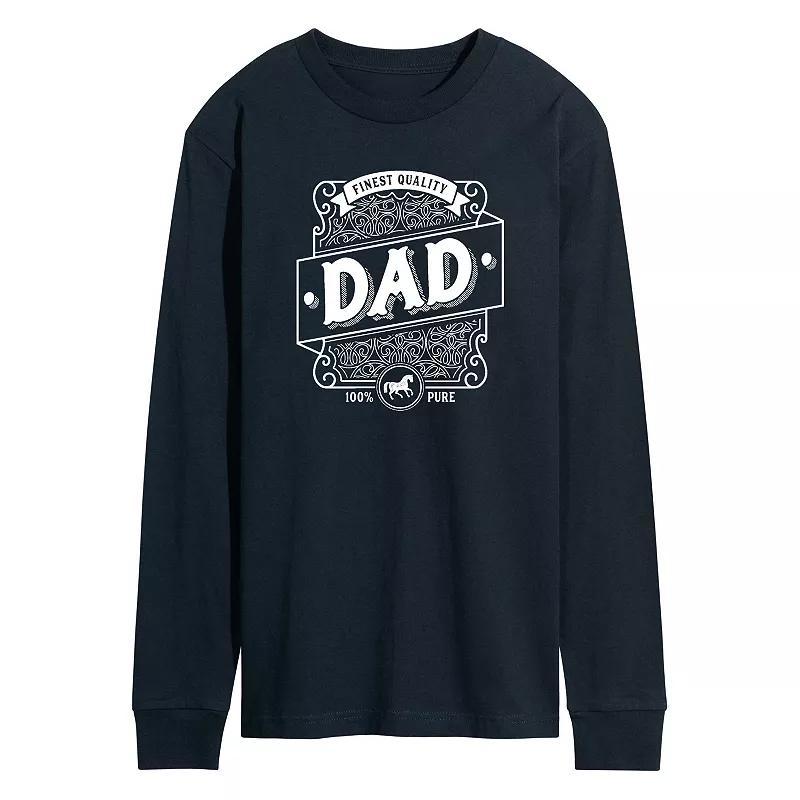 Mens Dad Liquor Label Long Sleeve Graphic Tee Blue Product Image