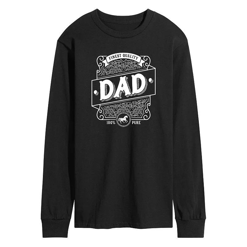 Mens Dad Liquor Label Long Sleeve Graphic Tee Blue Product Image